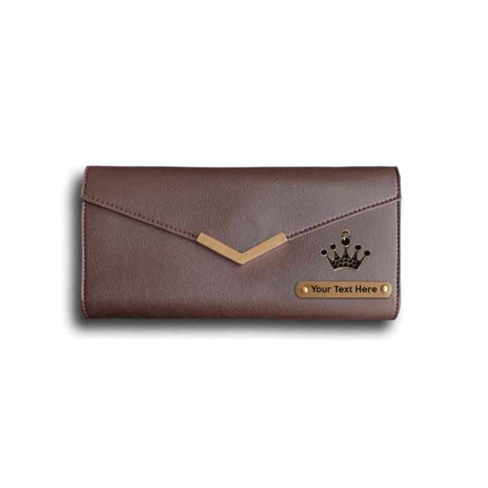 Personalized 3 fold Ladies Leather Clutch with Name & Charm - Image 5