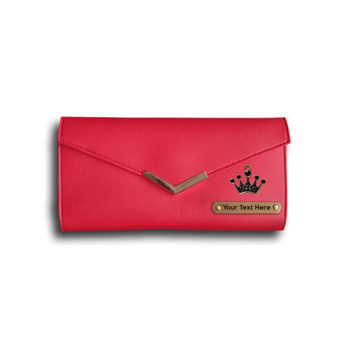 Personalized 3 fold Ladies Leather Clutch with Name & Charm - Image 8