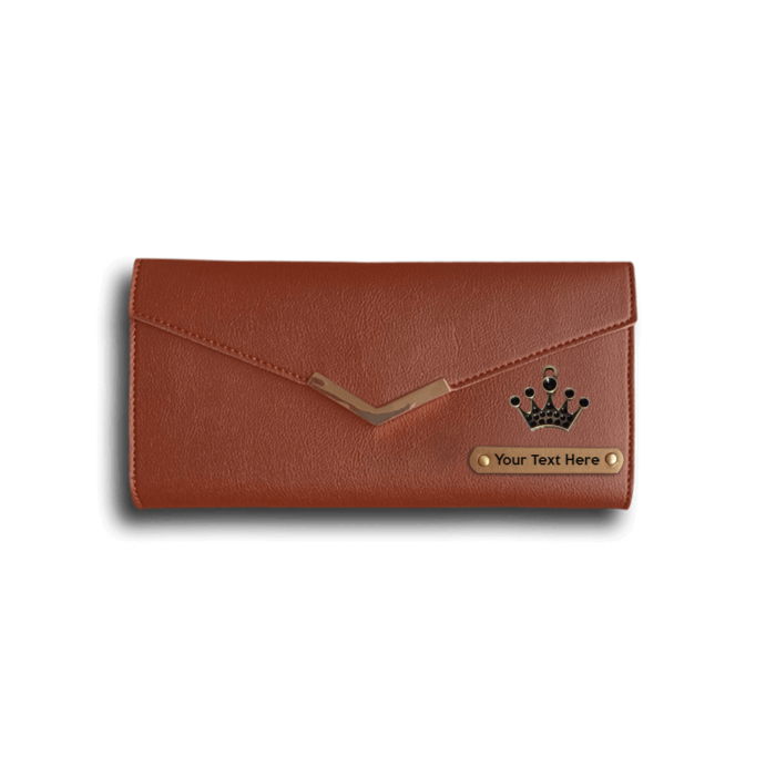 Personalized 3 fold Ladies Leather Clutch with Name & Charm - Image 7